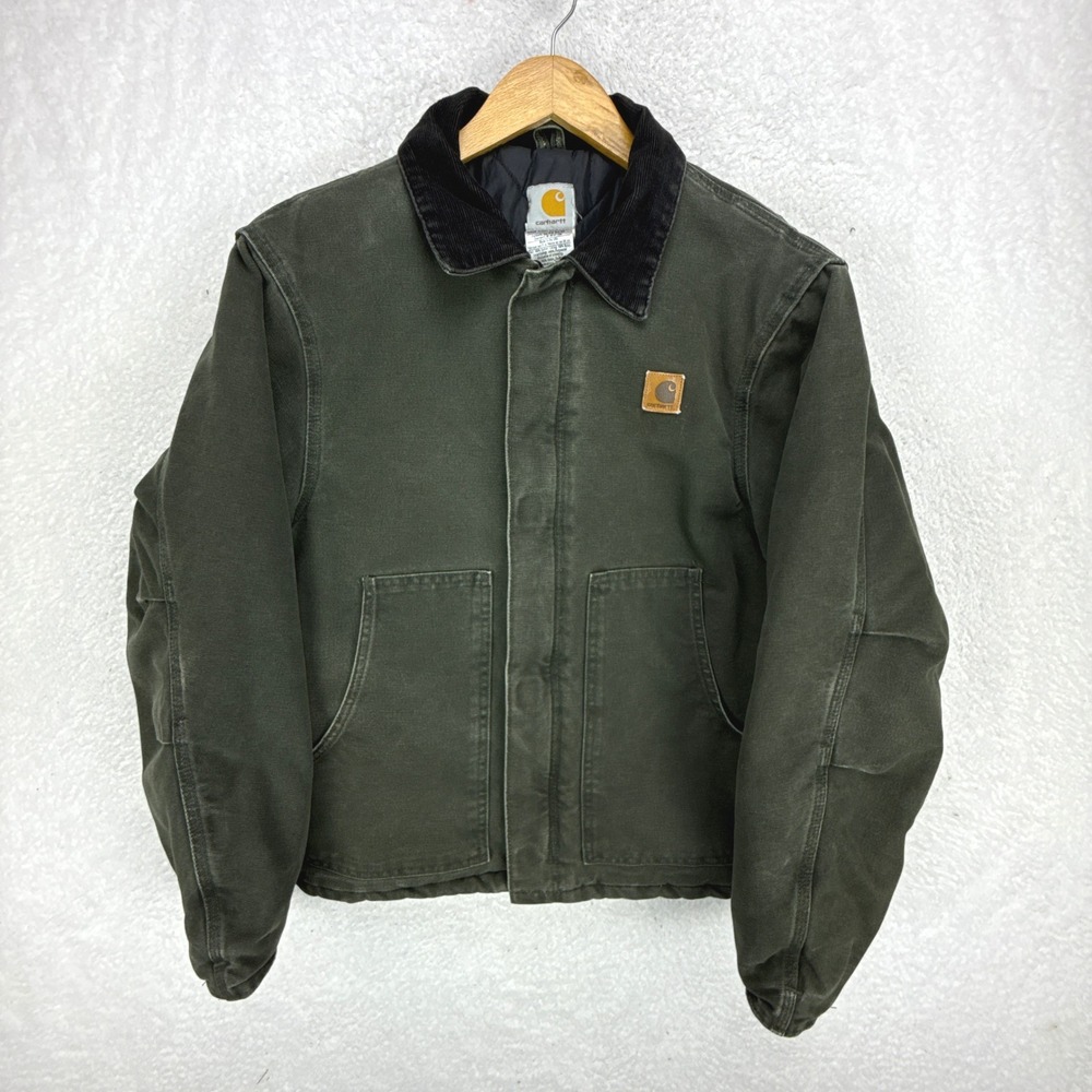Carhartt Sandstone Jacket Arctic Quilt Lined Mens Medium J22 MOS Moss Green EUC